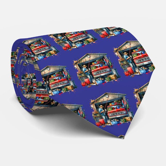 Fisherman Getting Ready to Go Fishing Tie (Rolled)