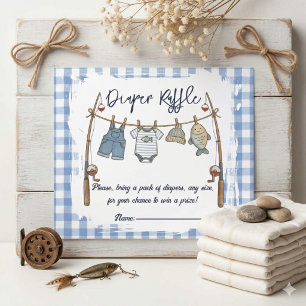 Fisherman Gingham Clothesline Fishing Baby Shower Enclosure Card