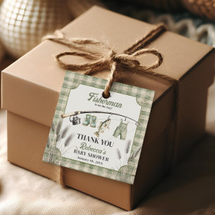 Fisherman Gingham Clothesline Fishing Baby Shower Favour Tags