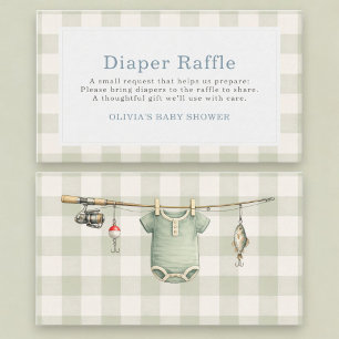 Fisherman Gingham Diaper Raffle Baby Shower Enclosure Card