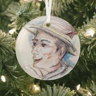 Fisherman Glass Tree Decoration