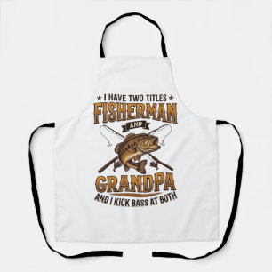 Fisherman Grandpa Vintage Engraving Fishing Shirt_ Apron