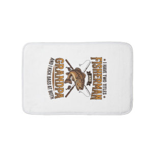 Fisherman Grandpa Vintage Engraving Fishing Shirt_ Bath Mat