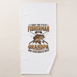 Fisherman Grandpa Vintage Engraving Fishing Shirt_ Bath Towel
