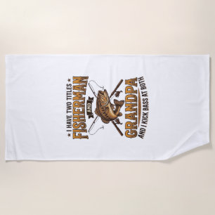 Fisherman Grandpa Vintage Engraving Fishing Shirt_ Beach Towel