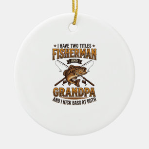 Fisherman Grandpa Vintage Engraving Fishing Shirt_ Ceramic Tree Decoration