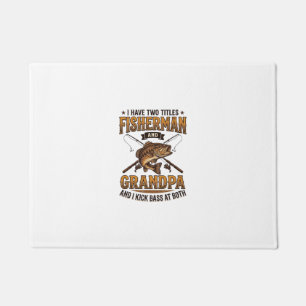 Fisherman Grandpa Vintage Engraving Fishing Shirt_ Doormat