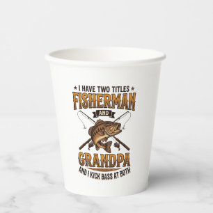 Fisherman Grandpa Vintage Engraving Fishing Shirt_ Paper Cups