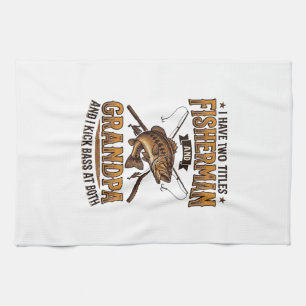 Fisherman Grandpa Vintage Engraving Fishing Shirt_ Tea Towel