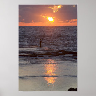 Fisherman in Byblos at sunset, Lebanon Poster