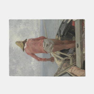 Fisherman in His Boat (by Vincenzo Caprile) Doormat