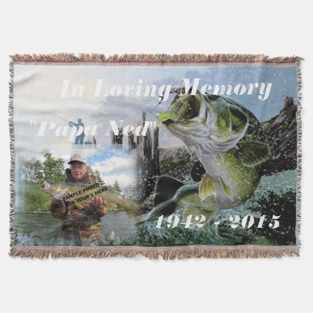 Fisherman In Loving Memory Memorial Blanket Throw (Front)