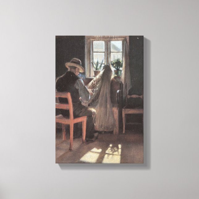 Fisherman Kræn Wollesen Mending the Net by Ancher Canvas Print (Front)