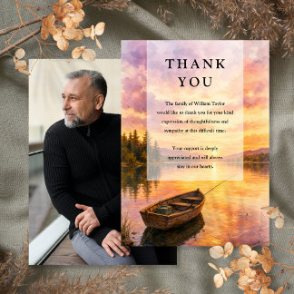 Fisherman Lake Celebration of Life Funeral Photo Thank You Card