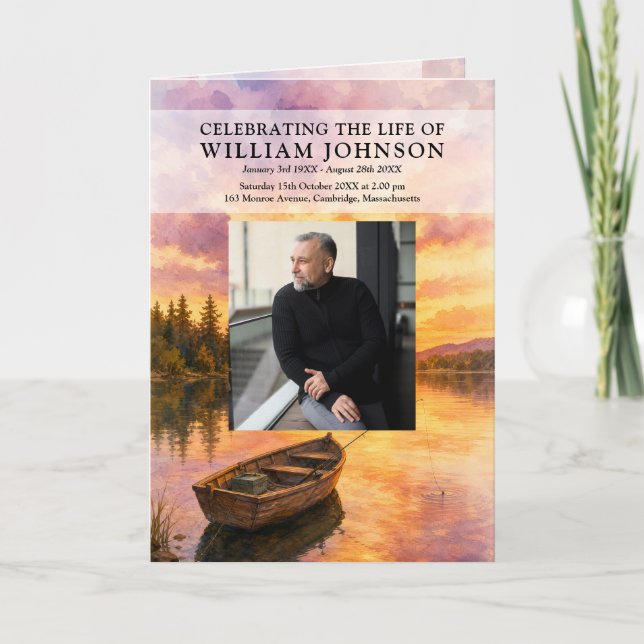 Fisherman Lake Funeral Memorial Order Of Service  Programme (Front)