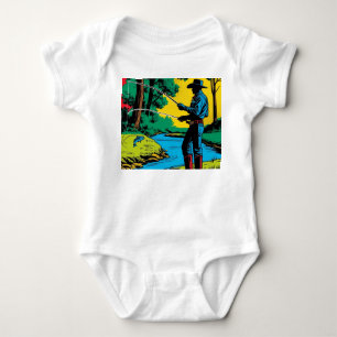 Fisherman on Riverbank Baby Bodysuit