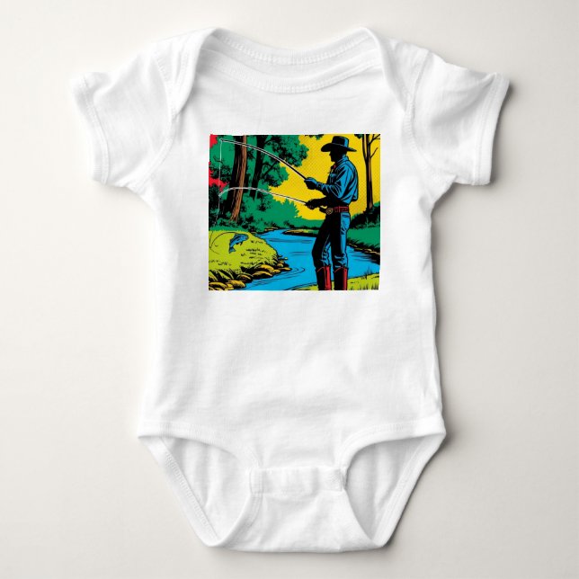 Fisherman on Riverbank Baby Bodysuit (Front)