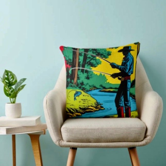 Fisherman on Riverbank Cushion (Creator Uploaded)