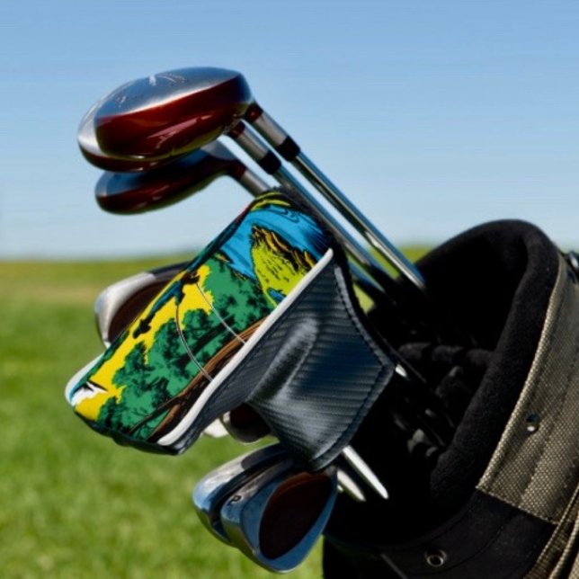 Fisherman on Riverbank Golf Head Cover (Fisherman on Riverbank Golf Head Cover Golfer Gift Accessory)