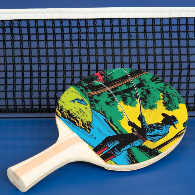 Fisherman on Riverbank Ping Pong Paddle (Insitu)