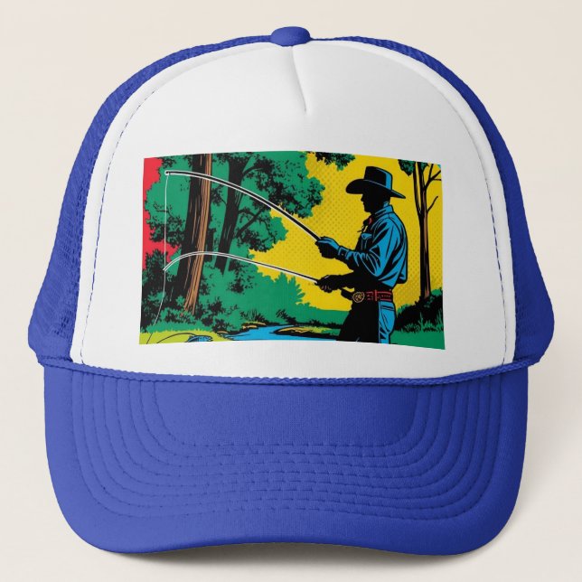 Fisherman on Riverbank Trucker Hat (Front)