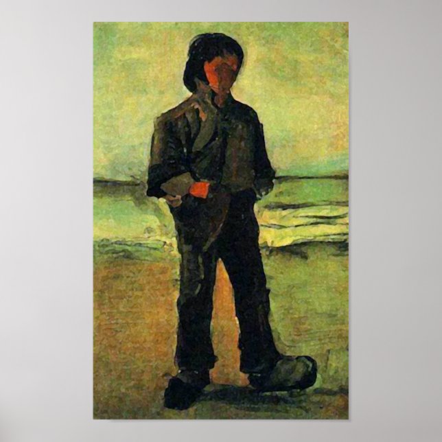 Fisherman on the Beach, Vincent van Gogh Poster (Front)