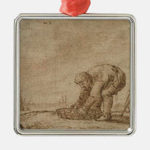 Fisherman on the Sea Shore, 1623 Metal Tree Decoration