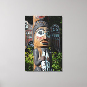 Fisherman On Totem Pole, Alaska Canvas Print