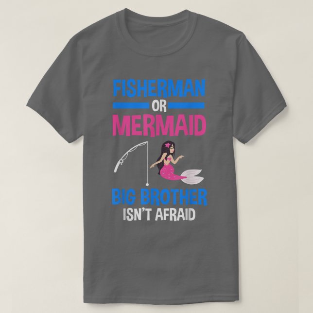 Fisherman or Mermaid Big Brother Gender Reveal  T-Shirt (Design Front)