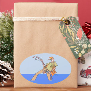 Fisherman oval large stickers