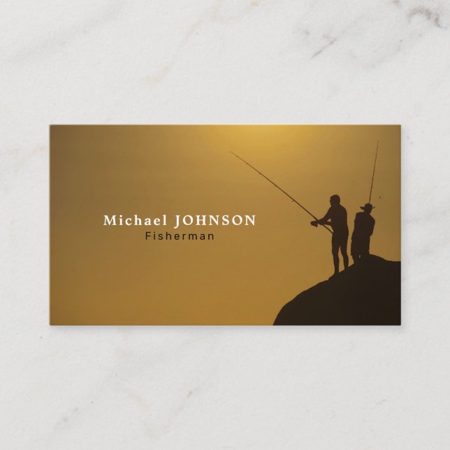 Fisherman Portrait, Fisherman, Fishing Tackle Shop Business Card (Front)