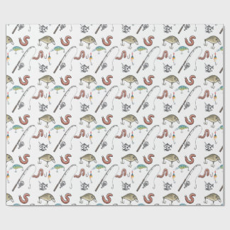 Fisherman rods, reels, and baits wrapping paper