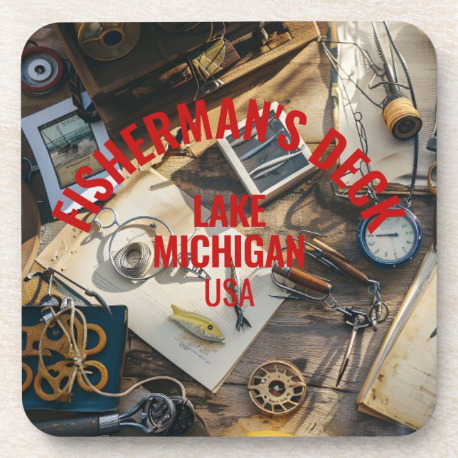 Fisherman’s Deck personalised plastic coaster (Front)