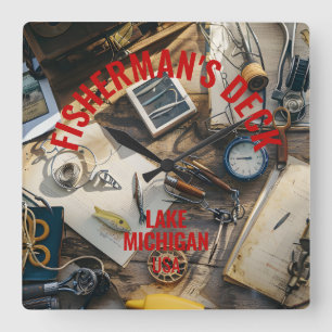 Fisherman’s Deck Square Wall Clock