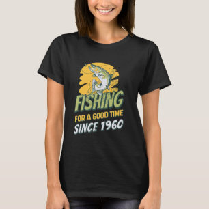 Fisherman Since 1960 Angler 65th Birthday Fishing T-Shirt