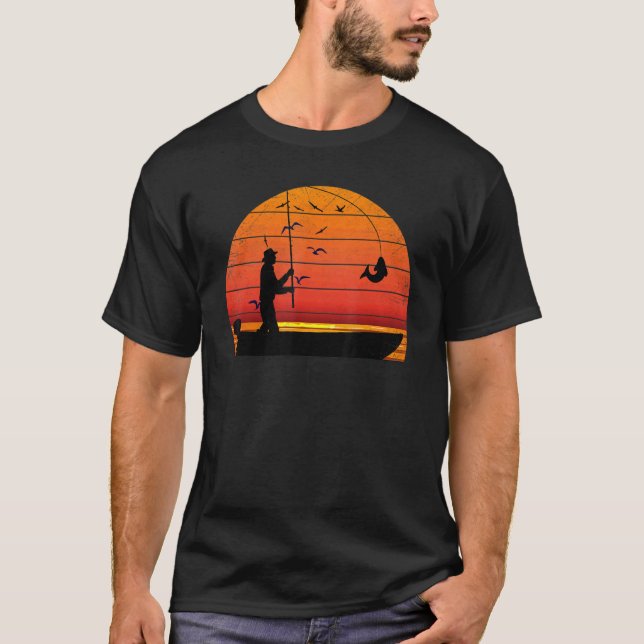 Fisherman Sunset catching a fish & view beneath th T-Shirt (Front)