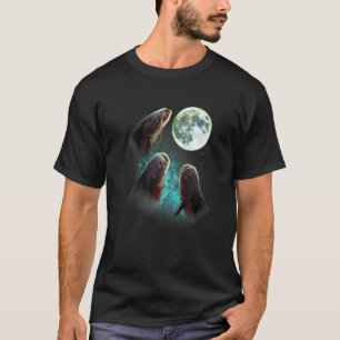 Fisherman Three Catfish Howl At Moon Wolfs Wolves T-Shirt
