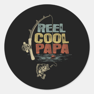 Fisherman Vintage Reel Cool Papa Classic Round Sticker