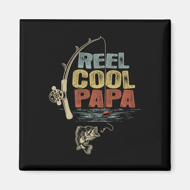 Fisherman Vintage Reel Cool Papa  Magnet (Front)