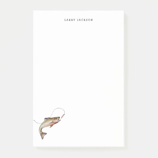 Fisherman watercolor trout Personalised  Post-it Notes (Front)