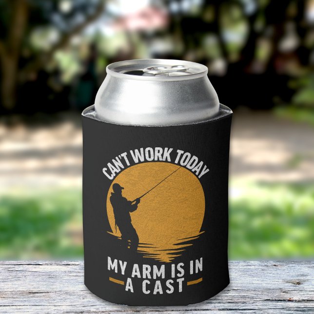 Fisherman with 'Can’t Work My Arm is in a Cast' Can Cooler (Creator Uploaded)