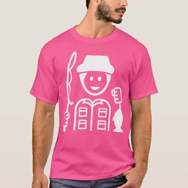 Fisherman With Fishing Rod And Fish T-Shirt (Front)