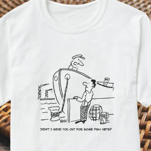 Fisherman with Fishnets Cartoon T-Shirt