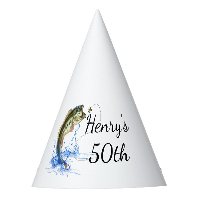 Fishermans 50th Birthday Party Hat (Front)