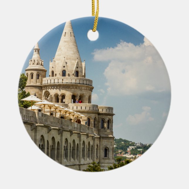Fisherman's Bastion in Budapest, Hungary Ceramic Tree Decoration (Front)