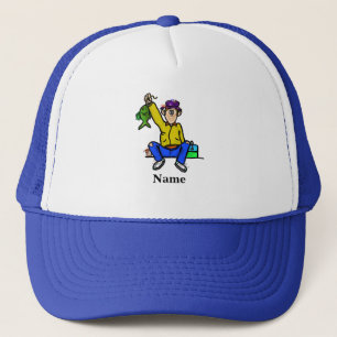 Fisherman's Catching Fish Hat Customise Name