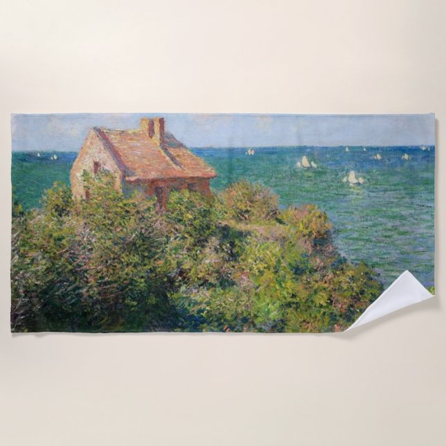 Fisherman's Cottage Claude Monet Beach Towel (Front)