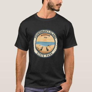 Fisherman's Island State Park Michigan Badge Vinta T-Shirt