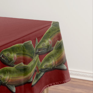 Fisherman's Table Cloth Coho Salmon Fish Decor