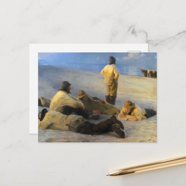 Fishermen at Skagen Beach by Peder Severin Kroyer Postcard (Front/Back In Situ)